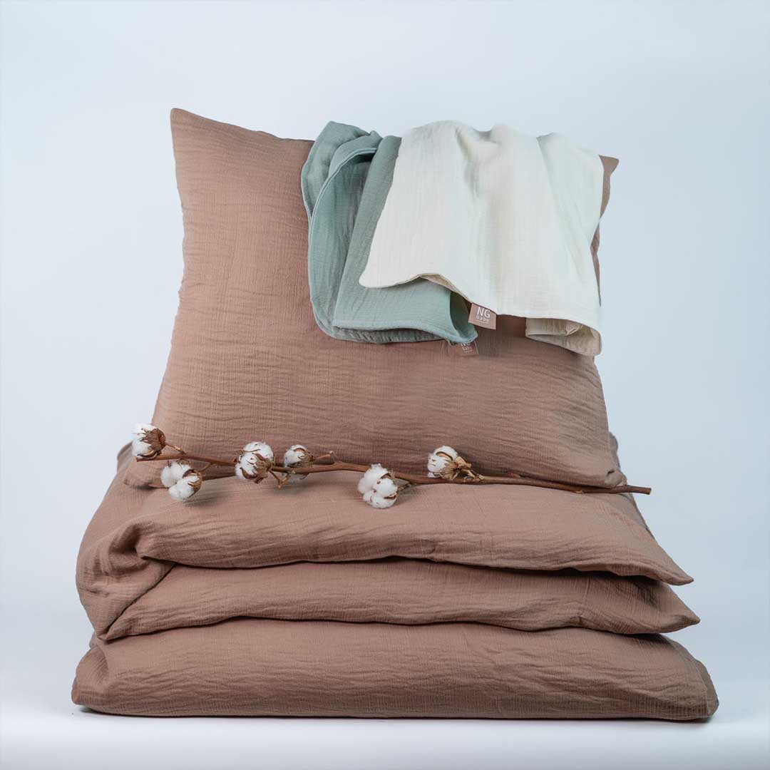 Ng Baby dynebetræk Voksen/Junior Muslin Brun