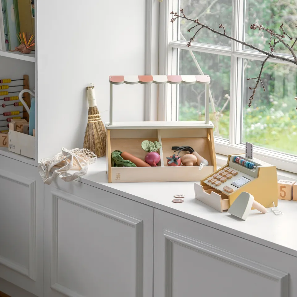 Sebra markedsbod i træ