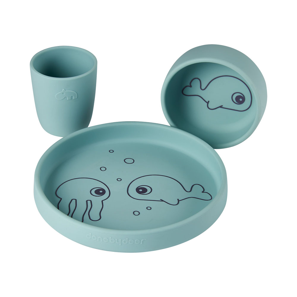 Done by Deer Middagssæt Sea friends silikon Blue
