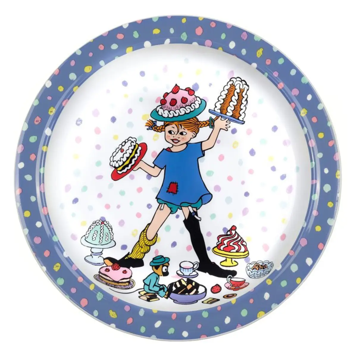 Rätt Start Pippi Birthday, flad tallerken med skridsikker bund, blå