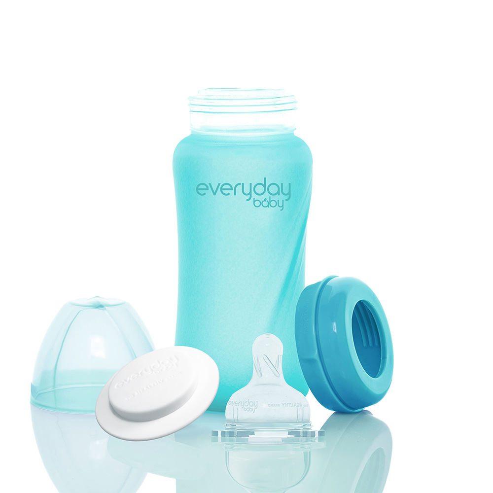 Everyday Baby sutteflaske med varmeføler Healthy + 240 ml - Turquoise