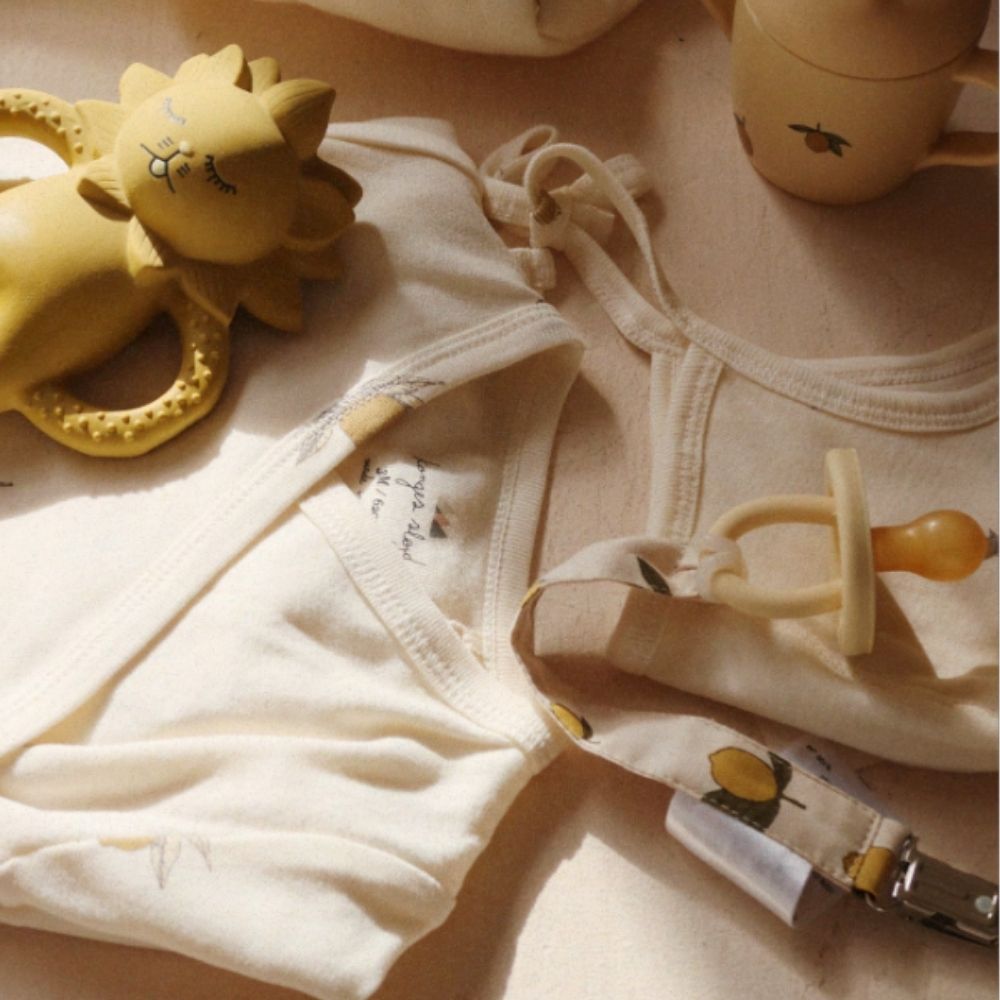 Konges Sløjd 2 Pack Pacifier Strap Lemon-One Size