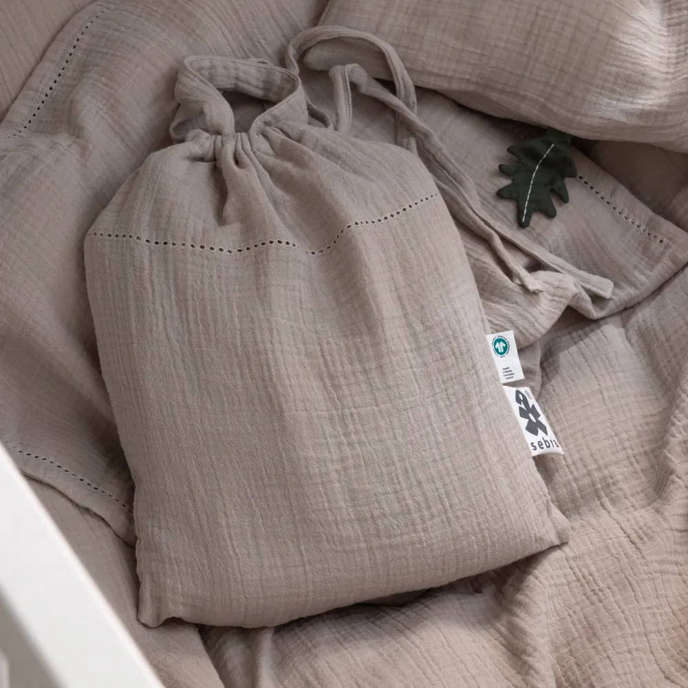Sebra Sengetøj junior musselin seabreeze beige