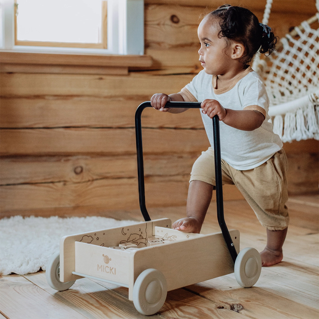 Micki Learning to walk klapvogn Premium Wood