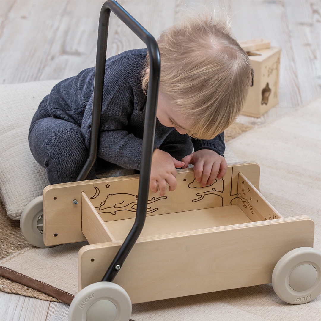 Micki Learning to walk klapvogn Premium Wood