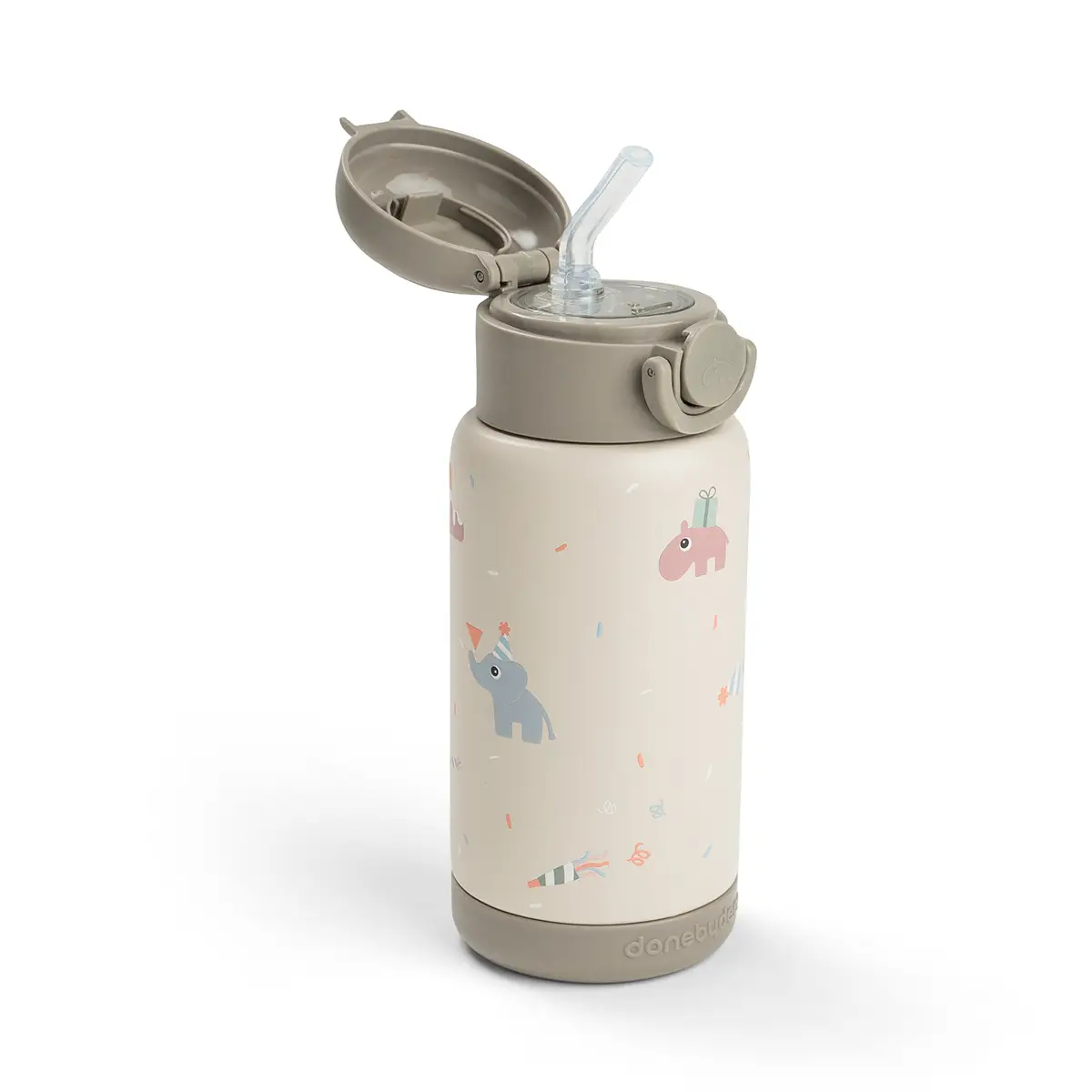 Done by Deer isoleret drikkeflaske med sugerør Celebration Sand 340 ml