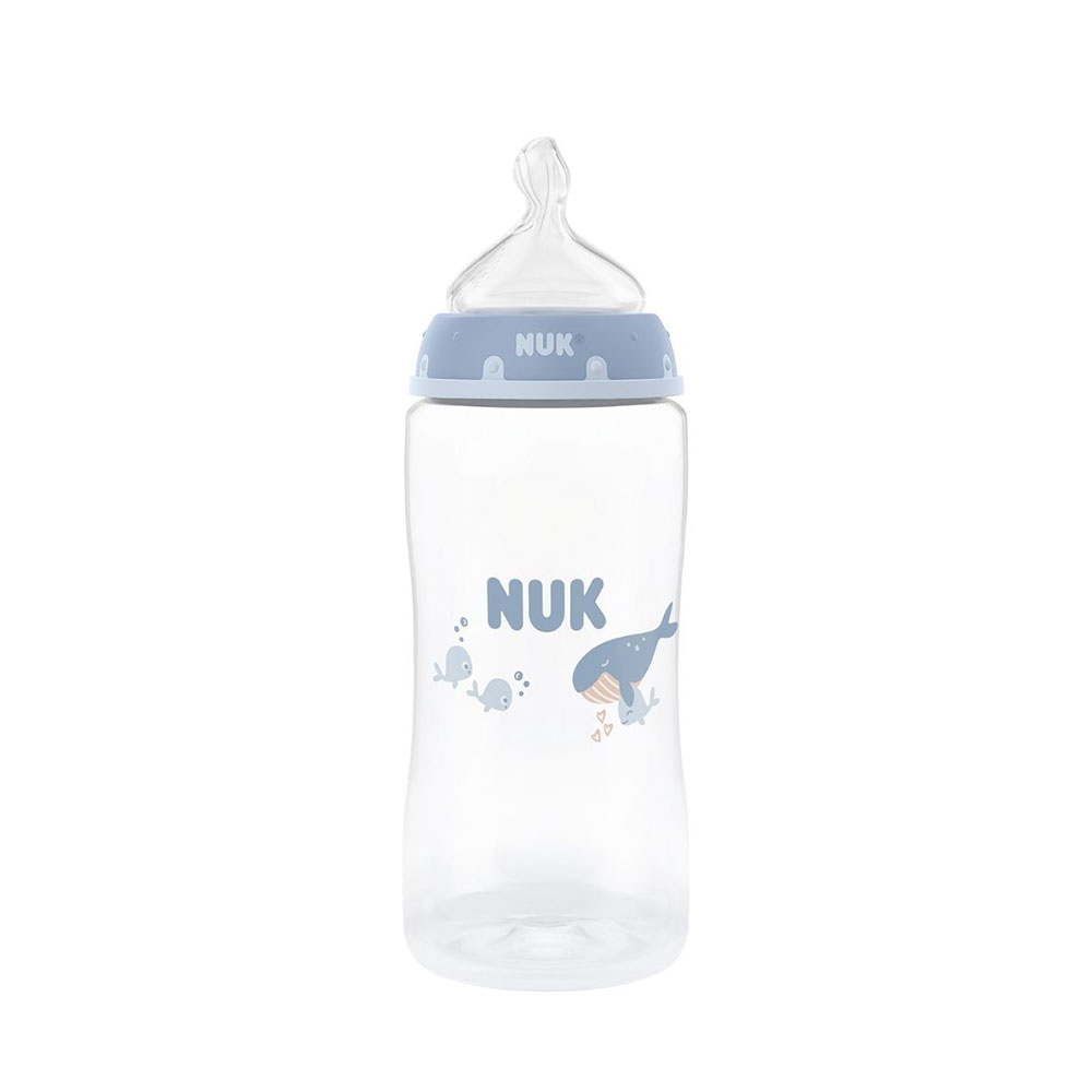 NUK First Choice Sutteflaske 300 ml Whale 3 mdr.+