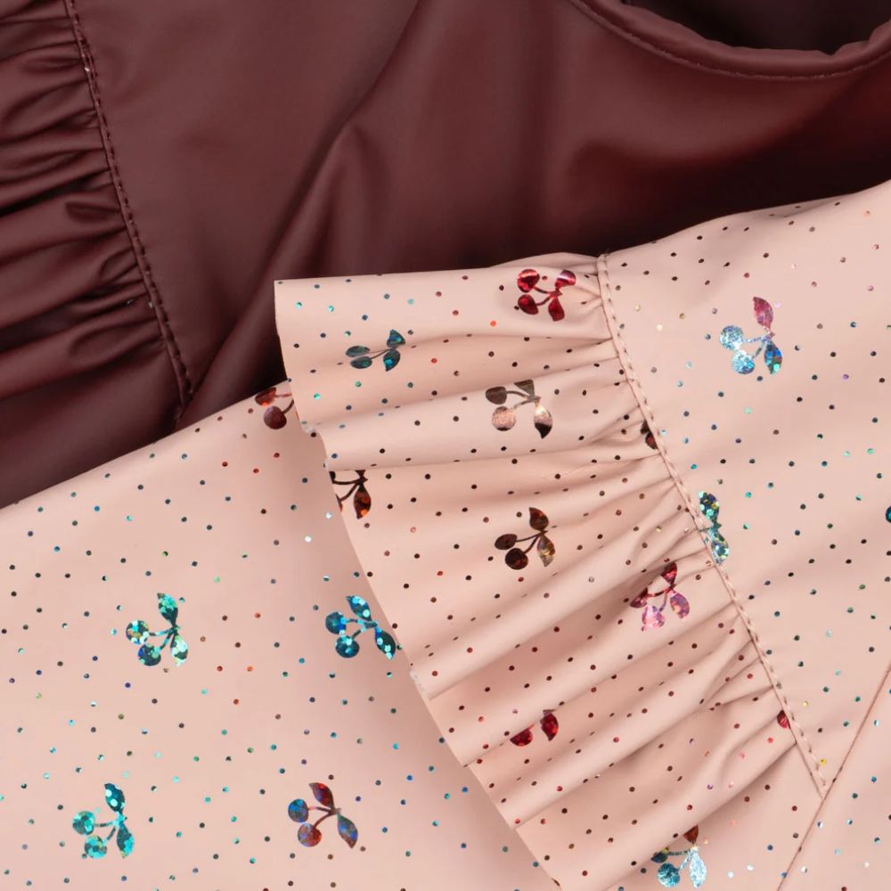 Konges Sløjd 2-pak Glitter Hagesmæk med ærmer Cherry Glitter 6-12 mdr.