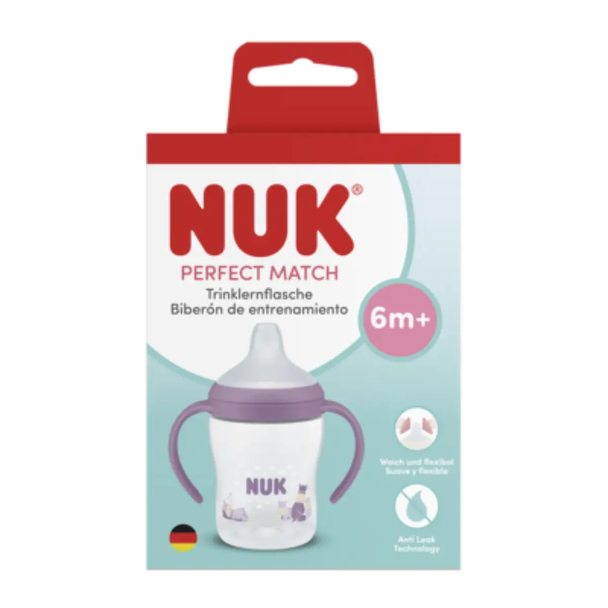 NUK Perfect Match-babyflaske med håndtag 150 ml, flodhest, 6 måneder+