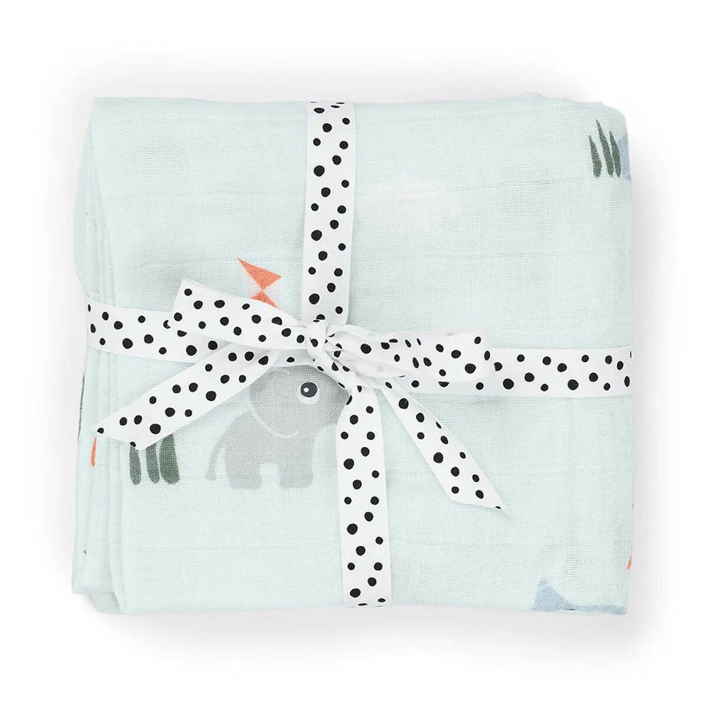 Done by Deer Muslin-tæppe 2-pak Playground Blue