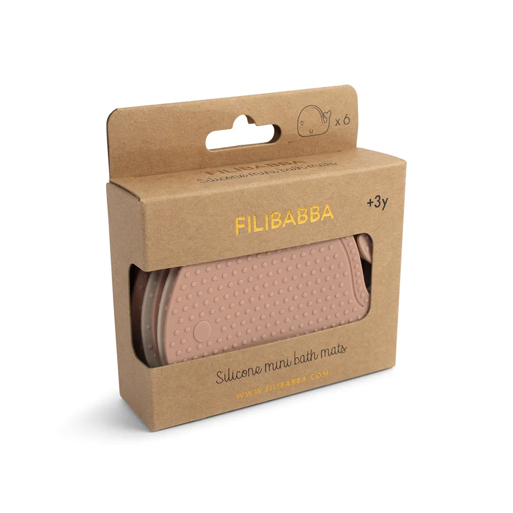 Filibabba Skridsikre mini bademåtter 6 stk. - Hvaler - Rose Mix