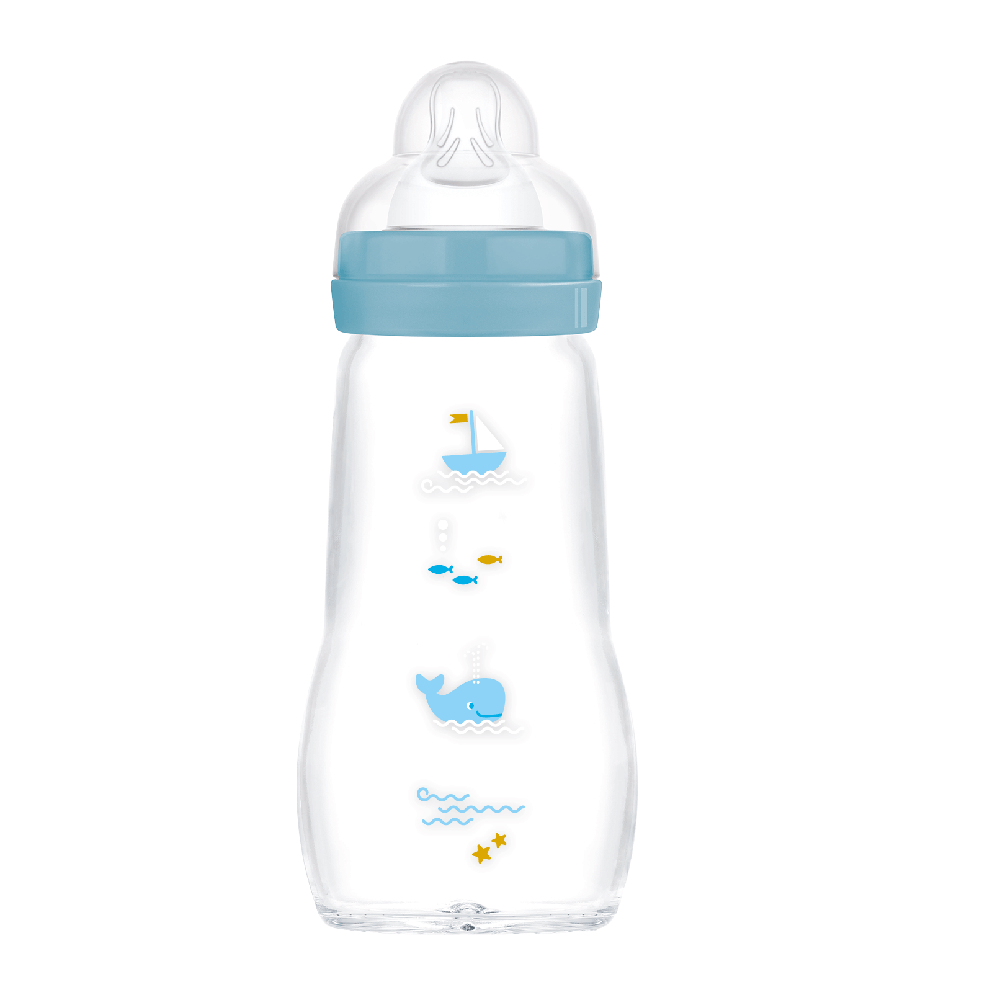 MAM Feel Good Glasflaske 260 ml 1p Blandede farver