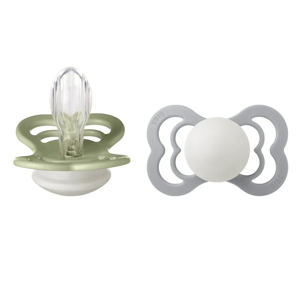 BIBS Supreme 2 PACK silikone str. 2 Sage GLOW/Cloud GLOW