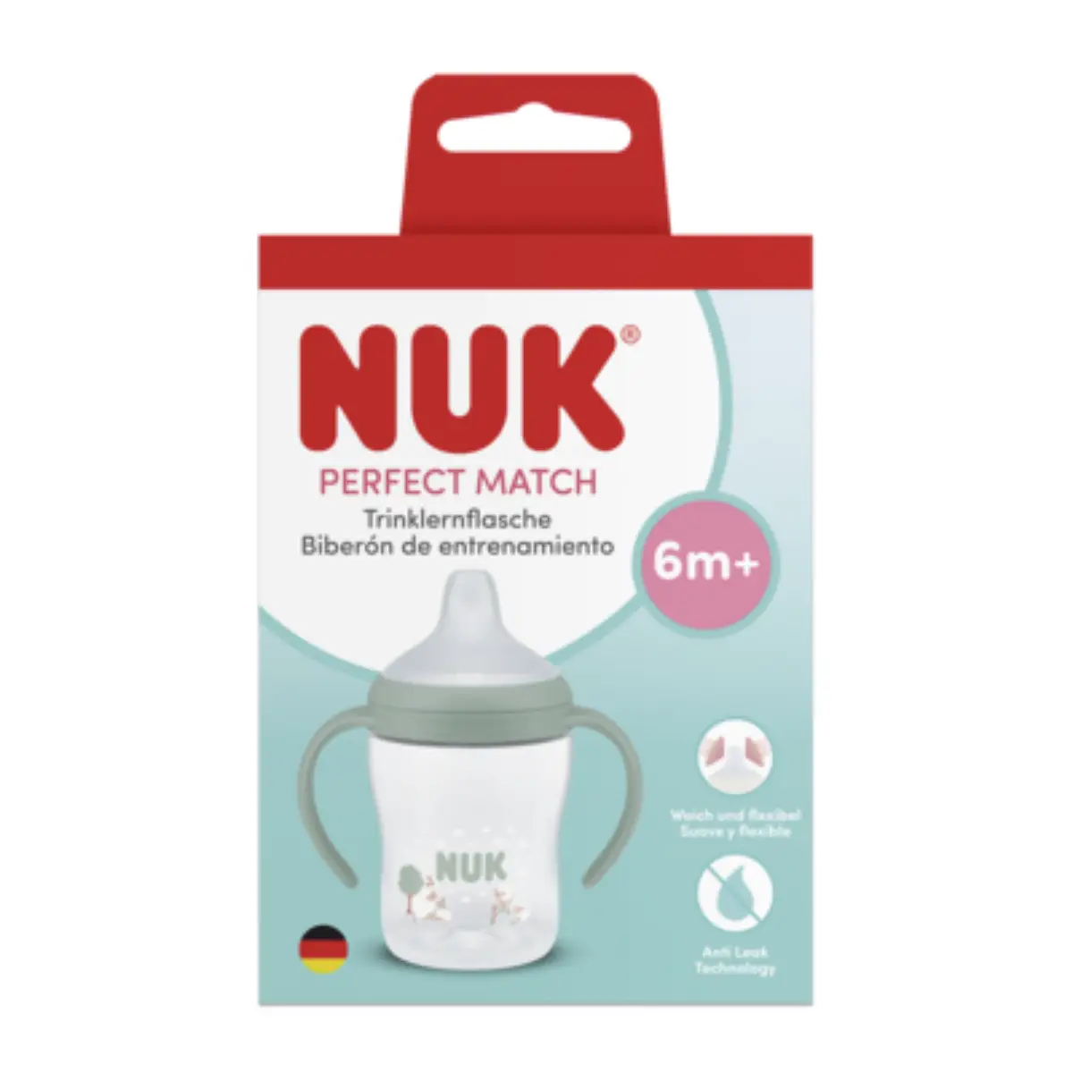 NUK Perfect Match-babyflaske med håndtag 150 ml, får, 6 måneder+