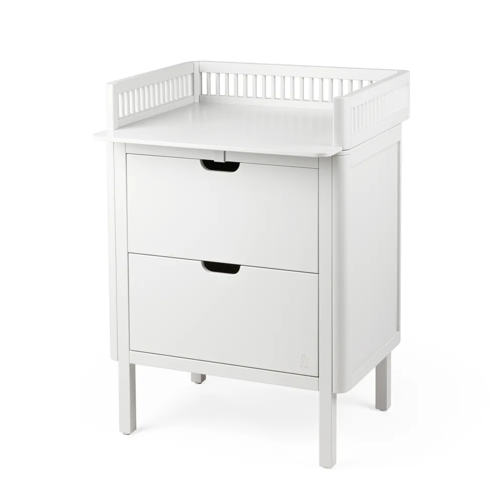 Sebra puslebord med skuffer, White