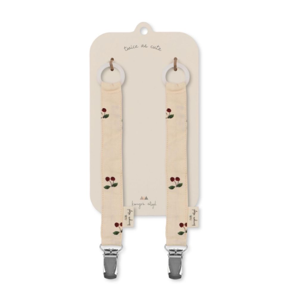 Konges Sløjd 2 Pack Pacifier Strap Cherry-One Size