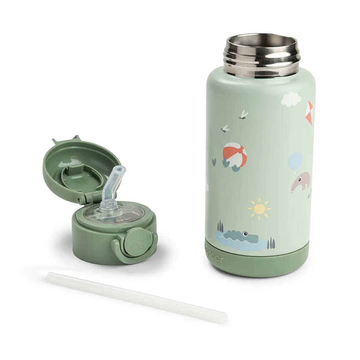 Done by Deer isoleret drikkeflaske med sugerør Playground Green 340 ml