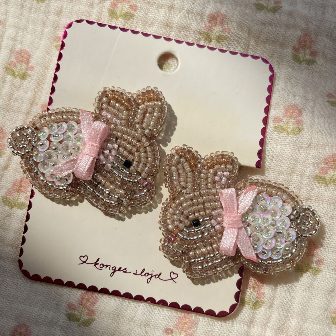 Konges Sløjd 2 Pack Beaded Bunny Hair Clips Bunny-One Size