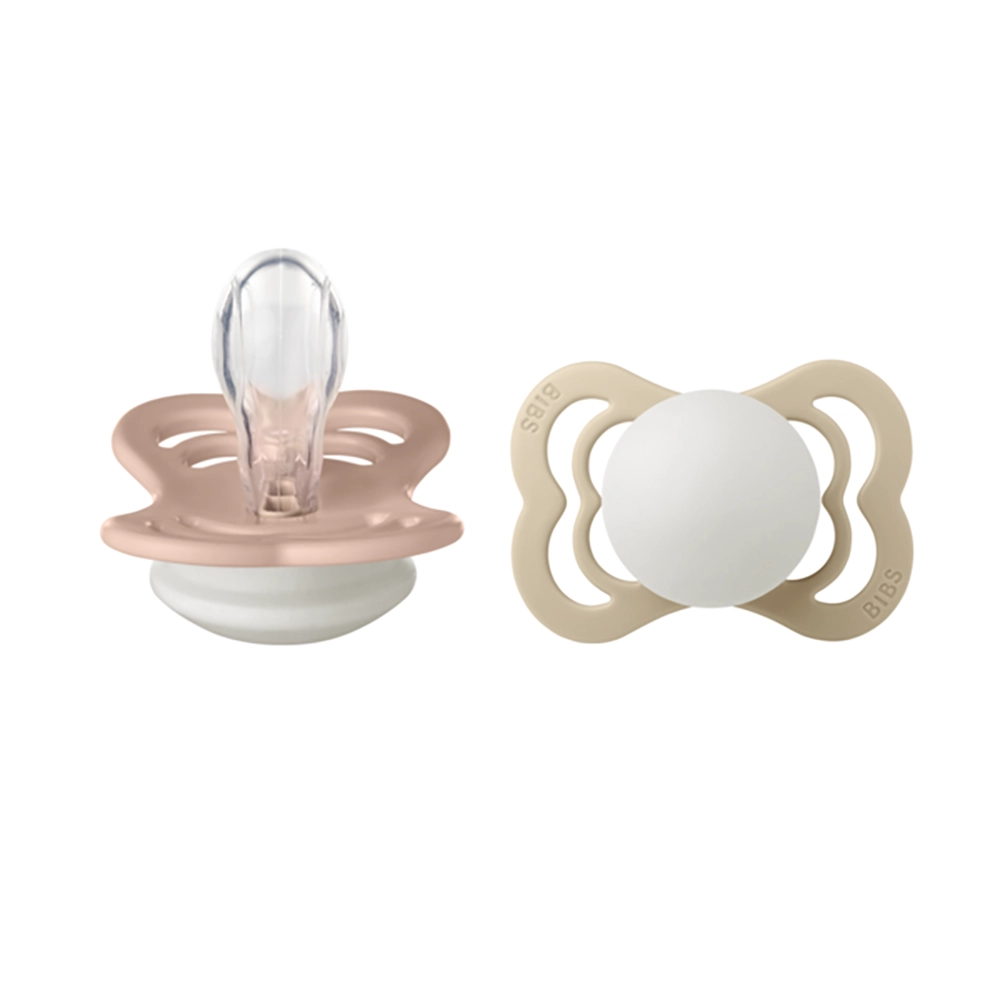 BIBS Supreme 2 PACK Silikone Størrelse 1 Blush GLOW/Vanilla GLOW