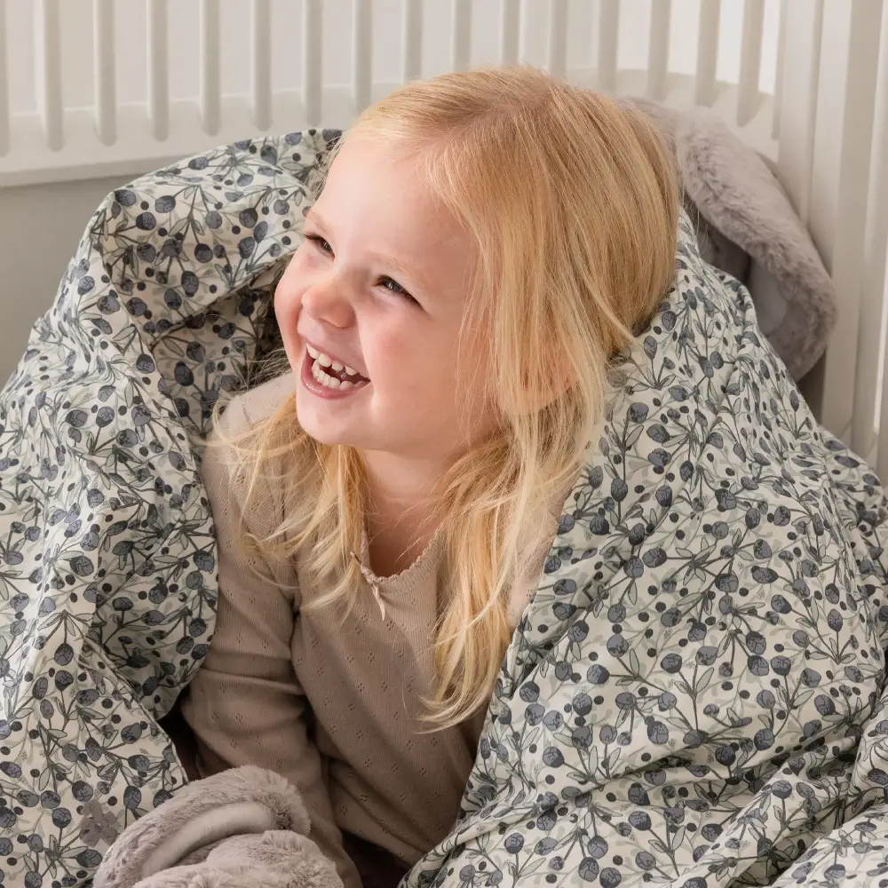 Sebra dynebetrækssæt babyblå oliven